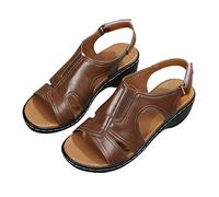 YAOJIWANG 2025 Sandales Orthopédique Femmes Été Chaussures Antidérapantes Respirantes Bohême Bout Ouvert Sandale de Marche Femme Confortable Orthopédique Plateforme Sandale avec Talon Bloc Pas Cher