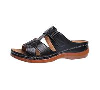 YAOJIWANG 2025 Sandales Orthopédique Femmes Été Chaussures Antidérapantes Respirantes Bohême Bout Ouvert Sandale de Marche Femme Confortable Orthopédique Plateforme Sandale avec Talon Bloc Pas Cher