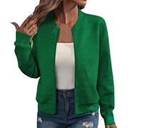 YAOJIWANG Blouson Bomber pour femme Veste D'été légère Fermeture éclair Manches Longues Montant Vêtements de Décontractées Sport Veste D'aviateur Blouson Couleur unie pour Femmes