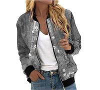 YAOJIWANG Blouson Femme Veste Courte Imprimé Fleur Bomber Femme Chic, à Manches Longues Zippé Léger Veste De Sport Casual Baseball Collège Outwear Pas Cher Vêtements Femmes élégant et Chic