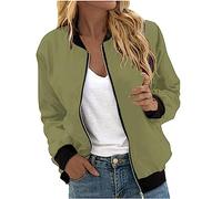 YAOJIWANG Blouson Femme Veste Jacket Couleur unie Bomber Femme Chic Veste de Sport Casual Baseball Collège Outwear Pas Cher Top Vêtements de Décontractées Sport Veste Y2K Blouse Haut Manches Longues