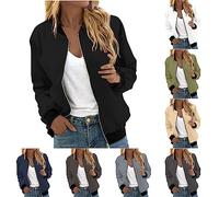 YAOJIWANG Blouson Femme Veste Jacket Couleur unie Bomber Femme Chic Veste de Sport Casual Baseball Collège Outwear Pas Cher Top Vêtements de Décontractées Sport Veste Y2K Blouse Haut Manches Longues