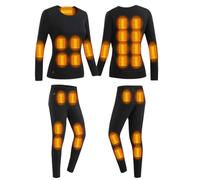 YAOJIWANG Ensemble de sous-Vêtements Chauffant Femme sous-Vêtements Thermiques Électriques avec 28 Zones de Chauffage et 3 Températures Réglables Tenue Couleur Unie Grande Taille Ensembles Lavable