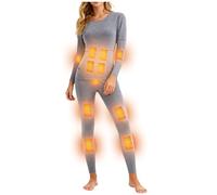 YAOJIWANG Ensemble de sous-Vêtements Chauffants Femme Vêtements Hiver Thermique Confortable T-Shirts Chaud à Manches Longues Pantalon Chauffant Ensemble Couleur Unie pour Maison Chasse Ski Camping