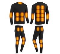 YAOJIWANG Ensemble de sous-Vêtements Chauffants pour Homme Hiver Thermiques Vêtement Ensembles avec 28 Zones de Chauffage et 3 Niveaux de Chauffage Tenue Couleur Unie Grande Taille Ensemble Lavable