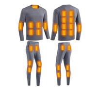 YAOJIWANG Ensemble de sous-Vêtements Chauffants pour Homme Hiver Thermiques Vêtement Ensembles avec 28 Zones de Chauffage et 3 Niveaux de Chauffage Tenue Couleur Unie Grande Taille Ensemble Lavable