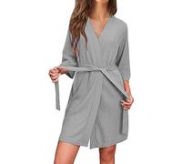 YAOJIWANG Peignoir De Bain Femme Robe De Chambre D'IntéRieur Long en Coton Super Doux VêTements De DéTente Et De Nuit à Col ChâLe avec Ceinture S - XXL