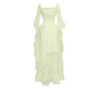 YAOJIWANG Robe de Renaissance pour Femme Costume Médiévale avec Manches Trompette Gothique Maxi Robe de Carnaval Taille Haute Halloween Fête Deguisement de Princesse Vintage Cosplay Dress de Soirée