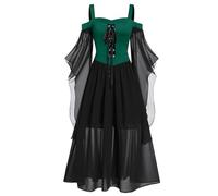 YAOJIWANG Robes Médiévale Gothique pour Femme Robes Steampunk Bretelles Sexy Halloweenn Vetement Cosplay Grandes Tailles Fête Dress Grandes Tailles Robe Reine Victorienne Gothique Deguisement