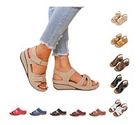 YAOJIWANG Sandales Femme été Confortable Sandales Orthopédique Compensées Plateforme Chaussures Antidé Rapantes Respirantes et Nu-Pieds BohêMe Bout Ouvert Chaussures Avec Talon Plateforme Comfy Beige
