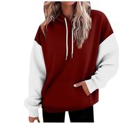 YAOJIWANG Sweat Femme à Capuche Patchwork Sweatshirt Blousons avec Poches Décontractée Doux Ample Veste Manche Longue Mi-Long Automne Hiver Pull Vêtements Pour La Vie Quotidienne et D'extérieurer