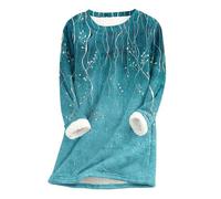 YAOJIWANG Sweat Femme Polaire Pull avec Imprimé Floral Vintage Hiver Chaud Sweatshirt Chic et Elegant Pullover Top avec Doublure en Peluche Manches Longues Haut à Col Rond Vêtements Décontractés