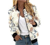 YAOJIWANG Veste Fleurie Femme mi Saison Veste Bomber Femme Printemps Blouson Manteau à Manches Longues Décontracté Zippé Jacket Casual Blouson Sport Outwear Tops Imprimé Fleur Vêtements
