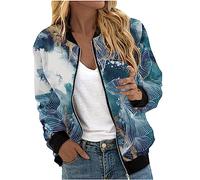 YAOJIWANG Veste Fleurie Femme mi Saison Veste Bomber Femme Printemps Blouson Manteau à Manches Longues Décontracté Zippé Jacket Casual Blouson Sport Outwear Tops Imprimé Fleur Vêtements