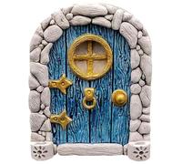 Yaoliucp Accessoires de Jardin de fées, Porte fée en Bois Miniature pour Mur, Brillance dans la Porte Noire Jardin Sculpture pelouse Ornement Mini Art Accessoires décoration extérieure
