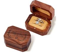 Yaomiao Boîte à Bagues de Mariage en Bois pour 2 Bagues Étui à Bagues Vintage de Gravure Mr et Mrs avec Magnétique Écrin à Bagues de Fiançailles Coffret à Alliances en Bois pour Proposition