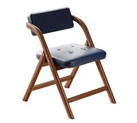 YAONJS Chaise Pliable avec Dossier en Bois Massif - Tabouret De Bureau Empilable pour Salle À Manger Et Conférences(Dark Wood+Blue)