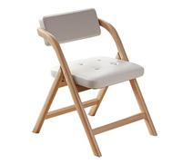 YAONJS Chaise Pliable avec Dossier en Bois Massif - Tabouret De Bureau Empilable pour Salle À Manger Et Conférences(Light Wood+Off-White)