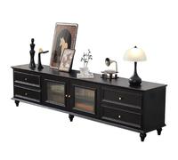 YAONJS Meuble TV en Bois Massif, Rétro, Salon, Petit Ménage, Meuble De Sol Rural, Table Basse Américaine, Meuble De Rangement(Noir,180cm)