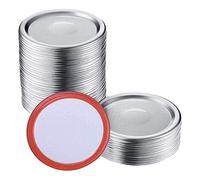 Yaootely 100 PièCes SéRies Bouche 86 MM Couvercles de Mise en Conserve, Couvercles en Argent de Type Fendu RéUtilisables éTanches avec Anneaux en Silicone