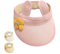 Yaopelky Bébé Fille roulé Chapeau de Paille bébé Mignon Fleur Toit découvert Chapeau d'été Plage Chapeau d'ombre réglable 5m - 2y,Rosa