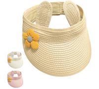 Yaopelky Bébé Fille roulé Chapeau de Paille bébé Mignon Fleur Toit découvert Chapeau d'été Plage Chapeau d'ombre réglable 5m - 2y,Beige