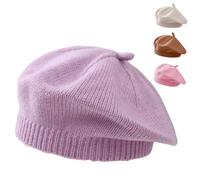 Yaopelky Chapeau béret pour bébé Bonnet de Bonnet Chaud pour Fille en Automne et Hiver Chapeau en Tricot d'artiste français pour Petite Fille 0-12 Mois (FR/ES, Âge, 0 Mois, 12 Mois, Violet)