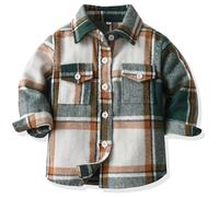 Yaopelky Chemise à Carreaux en Flanelle pour garçon Kids Long Sleeve Button Down Jacket Top à Poches à Revers Vêtements d'automne décontractés