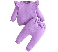 Yaopelky Ensemble de vêtements pour bébés à manches longues Sweatshirt et pantalon avec nœud papillon