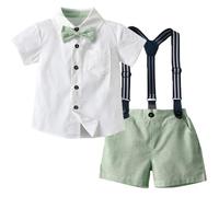 Yaopelky jeune enfant garçon Summer gentleman set chemise à manches courtes avec Bow Sling shorts set 1-8 ans