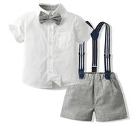 Yaopelky jeune enfant garçon Summer gentleman set chemise à manches courtes avec Bow Sling shorts set 1-8 ans