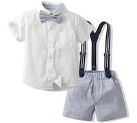 Yaopelky jeune enfant garçon Summer gentleman set chemise à manches courtes avec Bow Sling shorts set 1-8 ans
