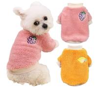 Yaopelky Lot de 2 combinaisons d'hiver en polaire à col roulé pour chien de petite et moyenne taille - Imprimé fruit mignon - Tenue pour chat, chihuahua, yorkshire (rose-orange, M)