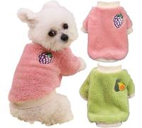Yaopelky Lot de 2 combinaisons d'hiver en polaire à col roulé pour chien de petite et moyenne taille - Imprimé fruit mignon - Tenue pour chat, chihuahua, yorkshire (rose-vert, M)
