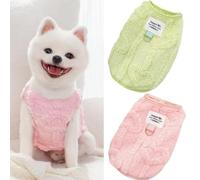 Yaopelky Lot de 2 pulls pour petit chien avec anneau en D en polaire chaud pour l'automne et l'hiver - Vêtements pour chiens et chats de petite et moyenne taille (rose-vert, taille XL (6 à 7,5 kg)