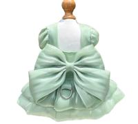 Yaopelky Robe de Princesse pour Petits Chiens Robe à nœud pour Chat avec Anneau en D Robe de Mariage pour Chien Fille Jupe-Tutu pour Chiot Costume d'été pour Chien(Vert,S(1.5-2.5kg))