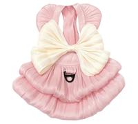 Yaopelky Robe de Princesse pour Petits Chiens Robe à nœud pour Chat avec Anneau en D Robe de Mariage pour Chien Fille Jupe-Tutu pour Chiot Costume d'été pour Chien(Rose,XS(1-1.5kg))