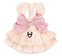 Yaopelky Robe de Princesse pour Petits Chiens Robe à nœud pour Chat avec Anneau en D Robe de Mariage pour Chien Fille Jupe-Tutu pour Chiot Costume d'été pour Chien(Beige,XS(1-1.5kg))