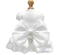 Yaopelky Robe de Princesse pour Petits Chiens Robe à nœud pour Chat avec Anneau en D Robe de Mariage pour Chien Fille Jupe-Tutu pour Chiot Costume d'été pour Chien(Blanc,S(1.5-2.5kg))