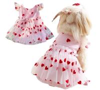 Yaopelky Robe Mignonne pour Chien, Motif Princesse, cœur, Fleur, vêtements pour Chats, Chiens de Petite et Moyenne Taille, Robe en Tulle Respirante pour Chiot, Yorkshire, Chihuahua