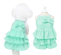 Yaopelky Robe pour chat et chien de petite et moyenne taille - Robe de gâteau à plusieurs niveaux avec nœud - Vêtement d'été mignon pour chien et fille - Vêtements d'été pour Yorkshire Chihuahua