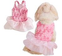 Yaopelky Robes pour Petits Chiens Robe de mariée pour Chien avec Fleur de Rose Jupe Tutu pour Chien Costume pour Chat Costume pour Yorkie Teddy Chihuahua Clothes