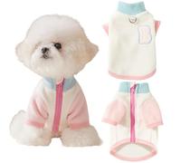Yaopelky Sweat-shirt pour animaux de compagnie de petite taille - Motif blocs de couleur - Anneau en D - En polaire douce - Pour l'automne et l'hiver - Blanc - S (1,5 à 2,5 kg)