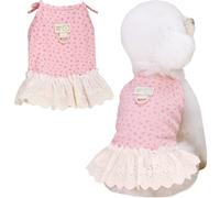 Yaopelky Vêtement d'été pour chien et chat de petite et moyenne taille, robe mignonne avec anneau en D, sans manches, chemise pour Shih Tzu, Yorkshire, Chihuahua, Colthe (rose, taille S (1,2 à 2 kg)