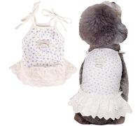 Yaopelky Vêtement d'été pour chien et chat de petite et moyenne taille, robe mignonne avec anneau en D, sans manches, chemise pour Shih Tzu, Yorkshire, Chihuahua, Colthe (beige, taille M (2 à 3 kg)