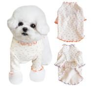 Yaopelky Vêtements pour animaux de compagnie pour chiens et chats de petite et moyenne taille, imprimés de fleurs et marguerites - Vêtements à manches longues à volants pour chihuahua, Shih Tzu