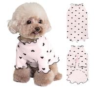 Yaopelky Vêtements pour Petits Chiens, Chats, été, Automne, cœur, Chemise Extensible à Volants à Manches Longues pour Chihuahua, Schnauzer, Shih tzu Yorkshire (Rose, XL)