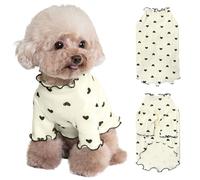 Yaopelky Vêtements pour Petits Chiens et Chats - Été - Automne - Chemise Extensible à Volants à Manches Longues pour Chihuahua, Schnauzer, Shih Tzu Yorkie (Beige, XL)