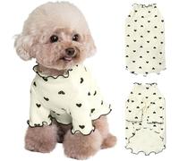 Yaopelky Vêtements pour Petits Chiens et Chats - Été et Automne - Chemise Extensible à Volants à Manches Longues pour Chihuahua, Schnauzer, Shih tzu Yorkshire (Beige, Taille XS)