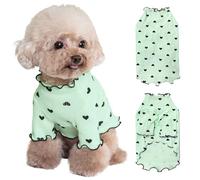 Yaopelky Vêtements pour Petits Chiens et Chats - Été et Automne - Chemise Extensible à Volants à Manches Longues pour Chihuahua, Schnauzer, Shih Tzu Yorkshire (Vert, Taille S)